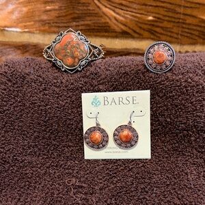 Studio Barse Orange turquoise and Bronze Jewelry Set